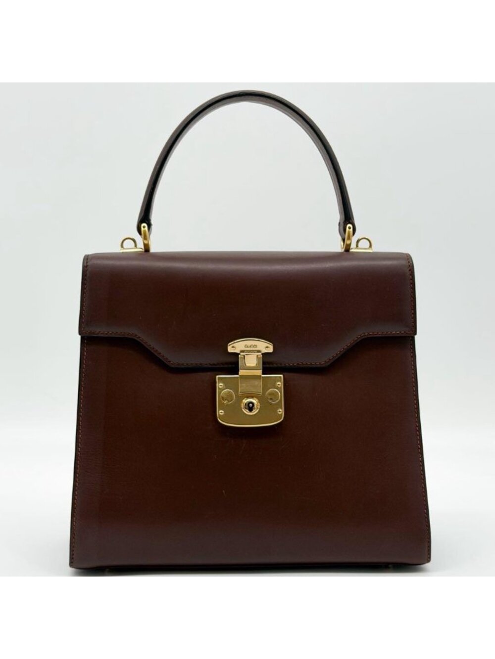 Gucci Ladylock Vintage Brown Leather Handbag - Picture 2 of 14